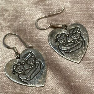 Silver Heart Earrings Save The Children Vintage 80’s 925 Collectible